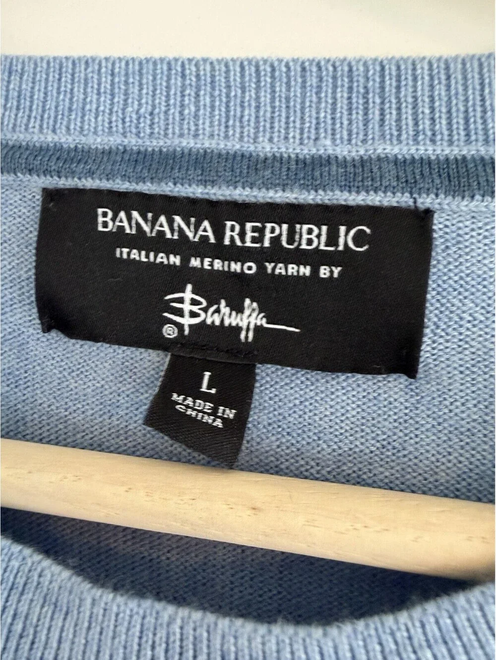 Banana Republic Merino Wool Sweater Men's L Light Blue Barruffa Italian Yarn
